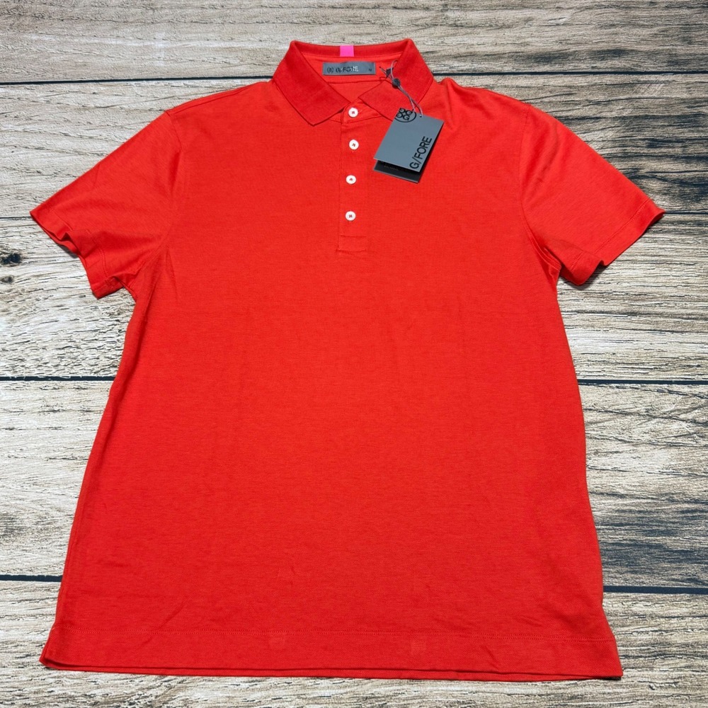 G/FORE Polo Shirt Mens Medium Red Technical Performance Golf Sport Luxury NWT